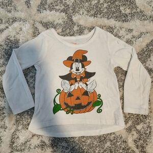 Disney White Graphic Long Sleeve Halloween Witch Minnie Mouse Toddler's 2T EUC